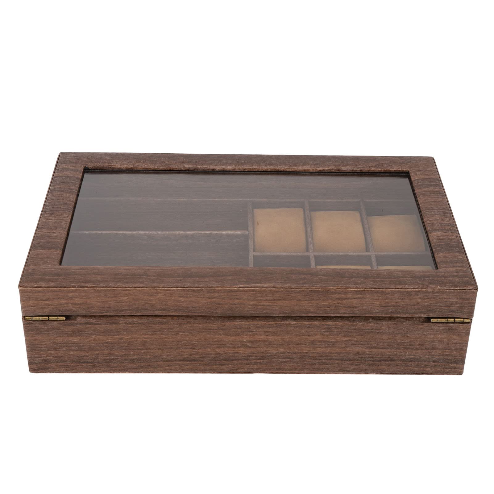 Caja de reloj de madera a prueba de polvo impermeable reloj de grano de madera retro organizador de almacenamiento de múltiples relojes caja de exhibición de gafas