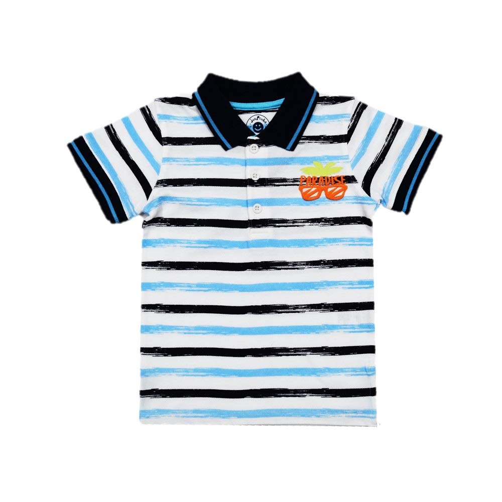 Jus CubsPolo T-Shirt for Boys 100% Soft Cotton Striped T Shirts for Infant Toddler Boy Babies Regular Fit