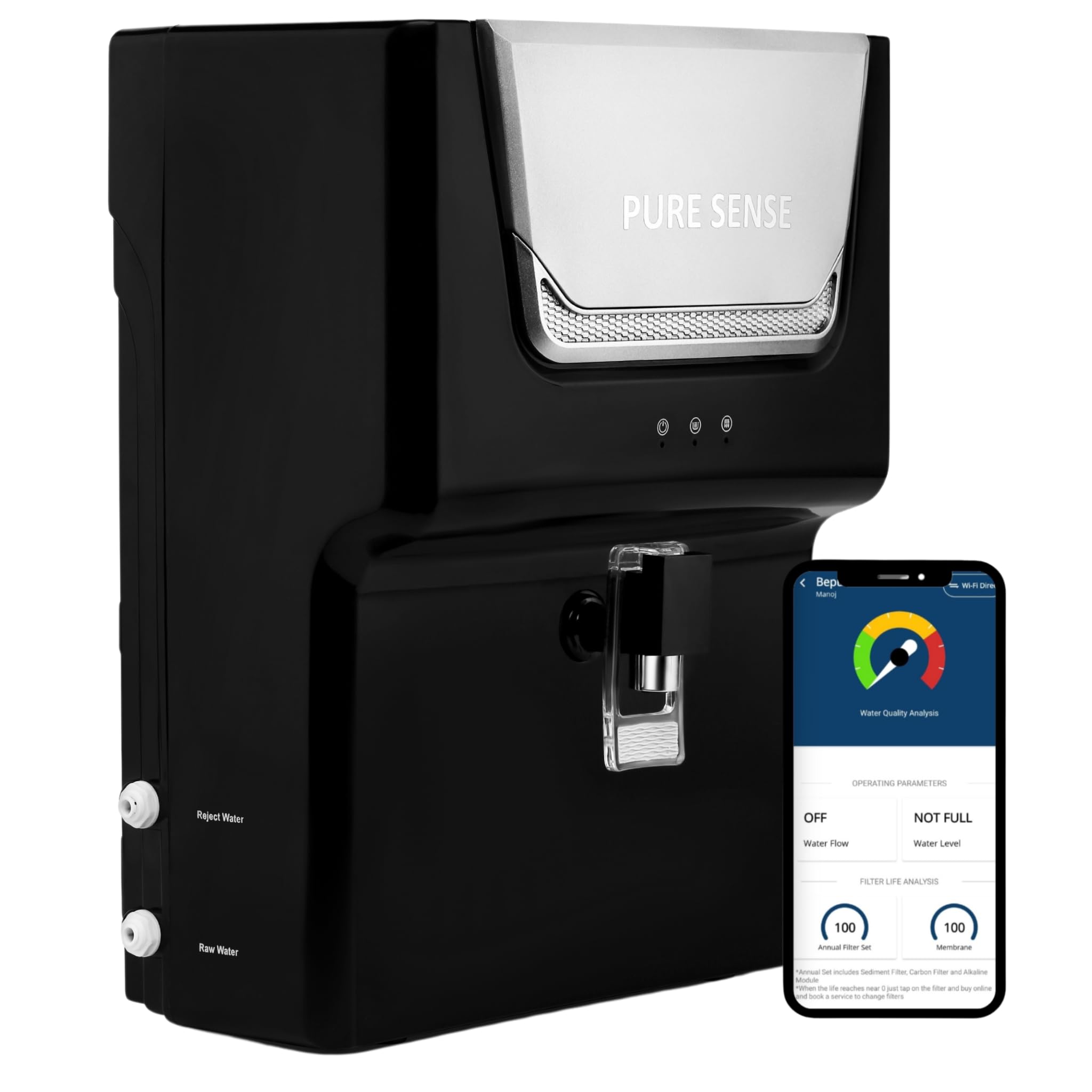 Puresense NF60 Mobile App Enabled Water Purifier 9L with NF+UV+Copper Alkaline Technology | Check Water Quality and Filter life in Mobile App | Ideal for TDS range upto 500 ppm-image-7