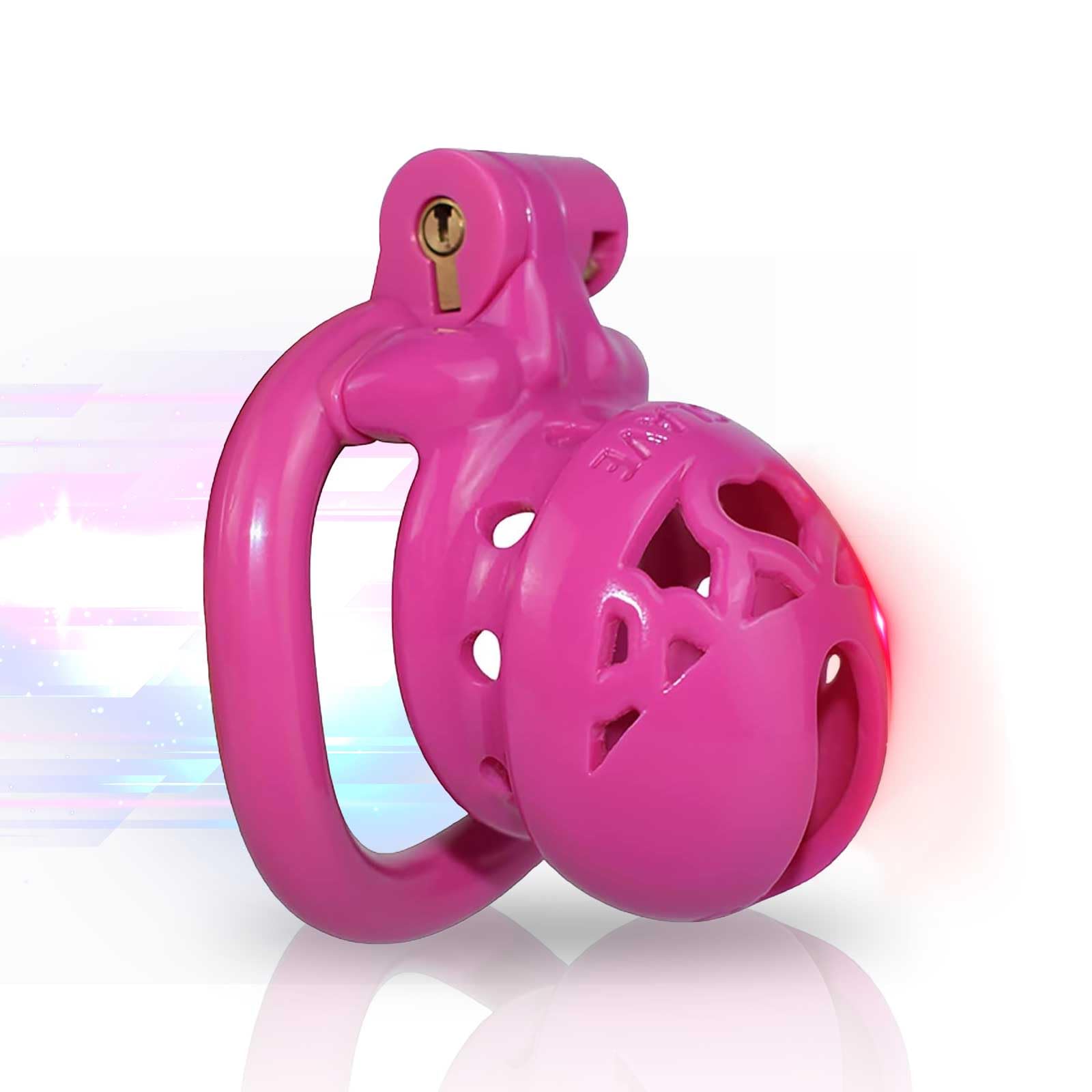 Glatt Harz Peniskäfig mit Harnröhre öffnen 4 Penis Ring Cb Cock Cage Penis Cage Cockcage Bondage SM Sex Spielzeug Toy Keuschheitsgürtel Für Herren（S-Größen Pink Lila）