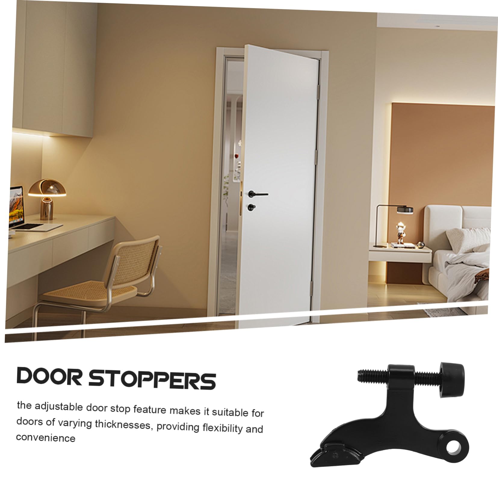 Tope de Puerta 12 Piezas, con Bisagra de Aleación de Zinc, Negro, con Revestimiento Antioxidante y Diseño Reforzado para Hogar y Oficina