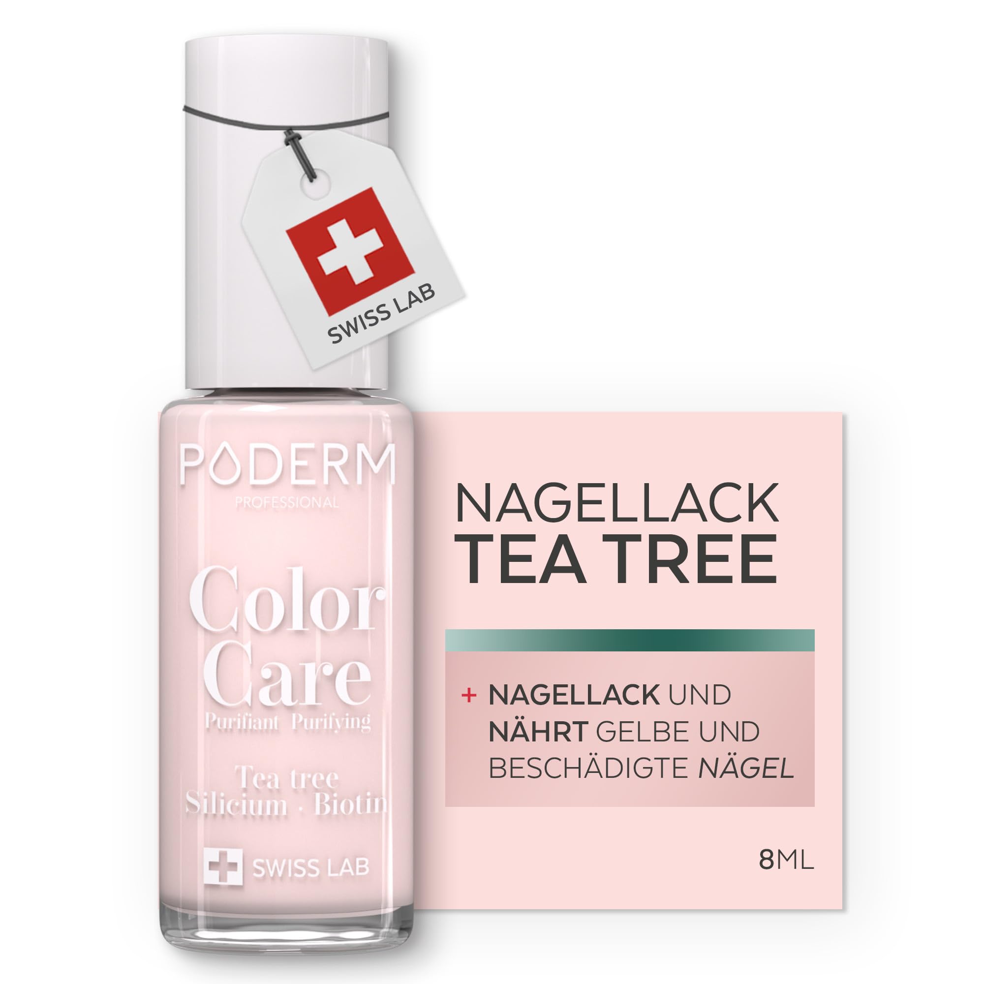 PODERM Nagelpilz Nagellack Nude-Rosé – 8 ml | Antimykotisch mit Teebaum, Silizium & Biotin | Stärkt, Repariert & Kaschiert geschädigte Nägel | Entwickelt von einer Podologin in der Schweiz