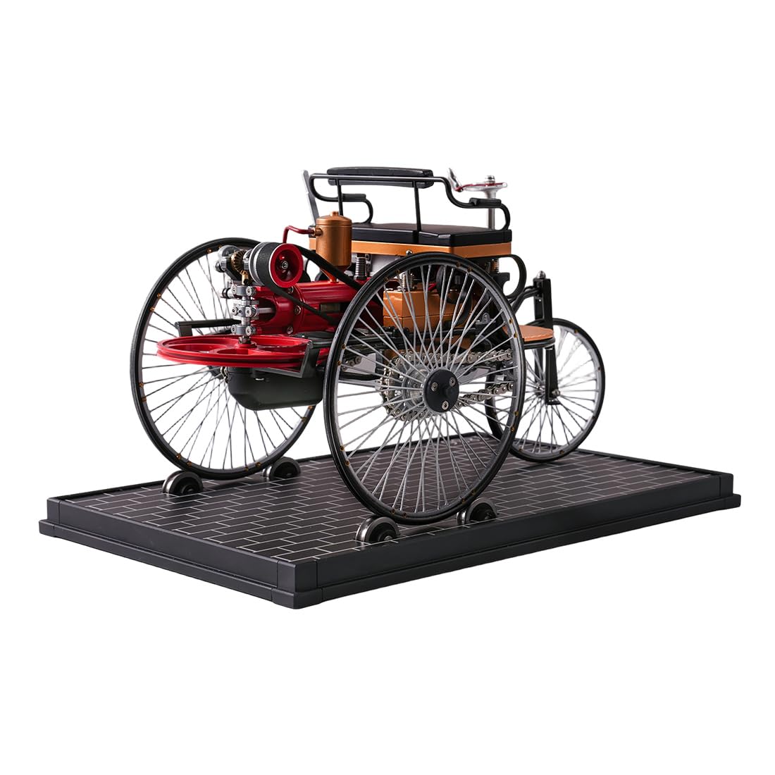 BAUBAUPLAY Modellino di auto a triciclo, auto elettrica meccanica in metallo, kit di montaggio fai da te per adulti, modello educativo da collezione (430 + pezzi)