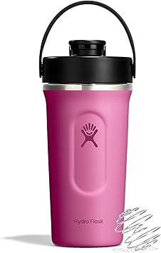 Hydro Flask Shaker Bottle Insulated Stainless Steel Gym Bottle for Pre Workout & Protein 24 Oz Reef Pink