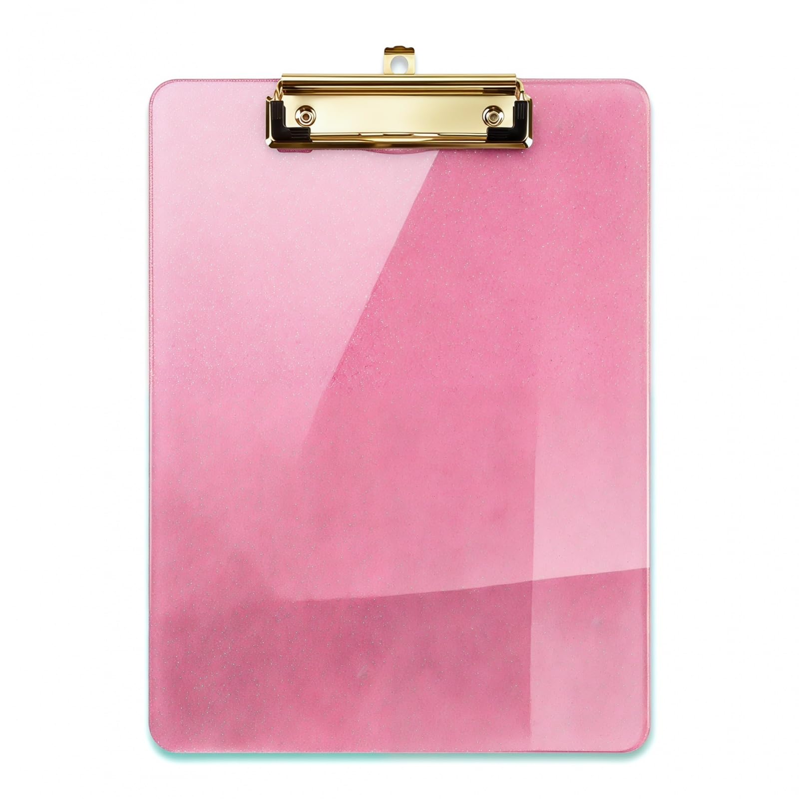 Glitter Acrylic Clipboard with Pen Holder, A4 Letter Size Cute Plastic Clip Board with Low Profile Clip and Retractable Hanging Loop, Sparkly Mini Clipboards for Office School Classroom Students Nurse