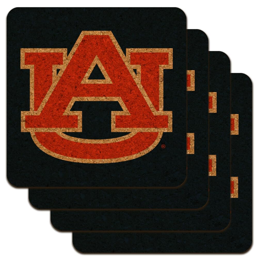 Graphics & More Auburn University Tigers Primary Logo Low Profile Novelty Cork Coaster Set
