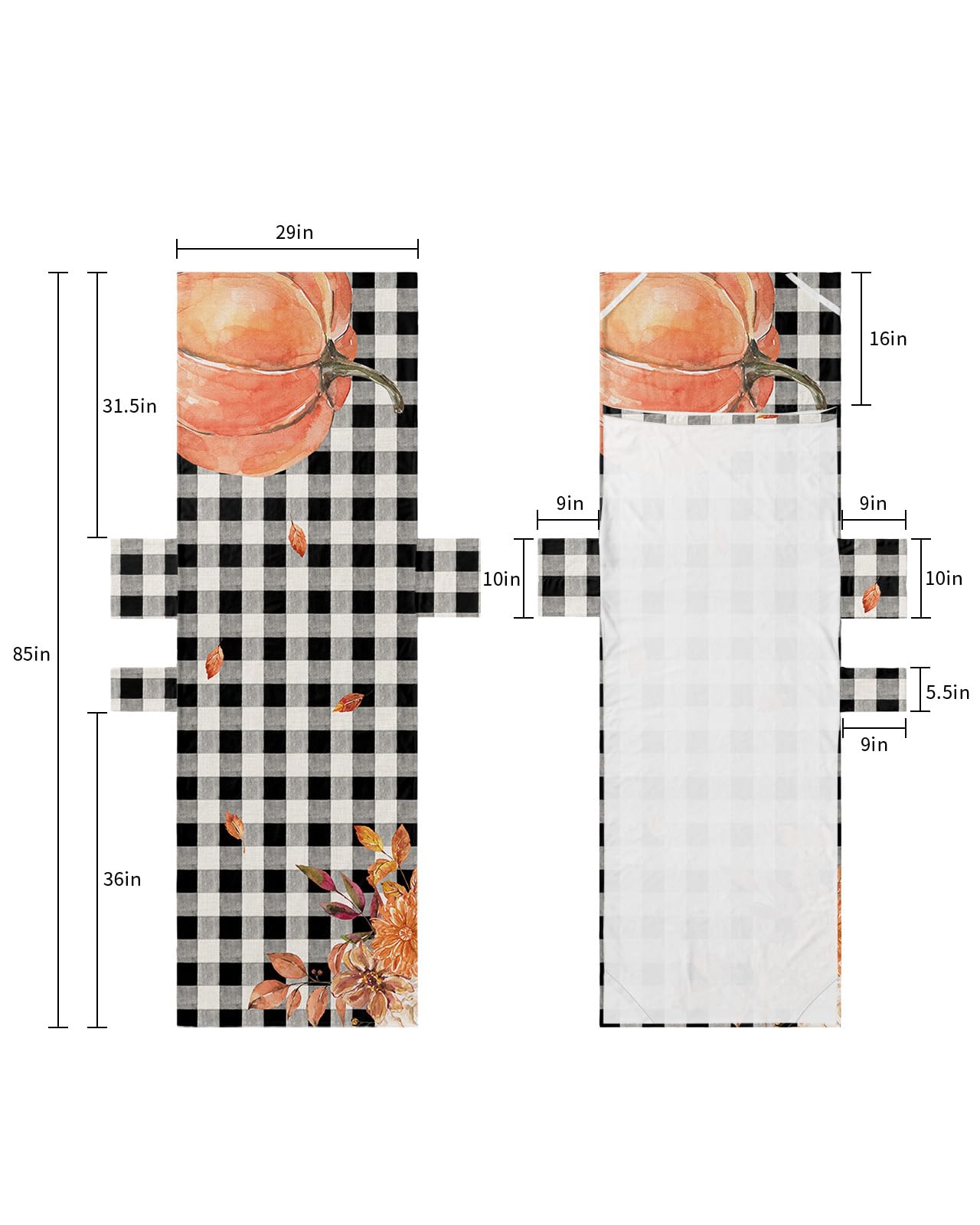 Plaid Pumpkin, Beach Lounge Chair Towel Cover, Soft Chaise Lounge Towel with Side Pockets Patio Pool Chairs Cover for Beach/Pool Sunbathing 29x85 Thanksgiving Buffalo Checkered Black Orange