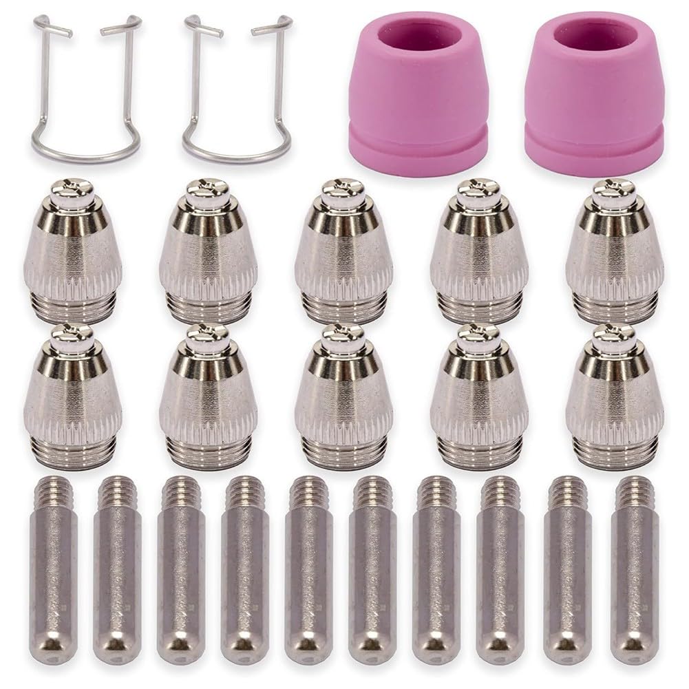 SG-55 AG-60 WSD-60 Plasma Cutter Torch Nozzle Kit – 24-Piece Consumable Set with Electrodes, Nozzles, Cups & Brackets for CUT60, LGK-60, LTP5000, CUT-55DS