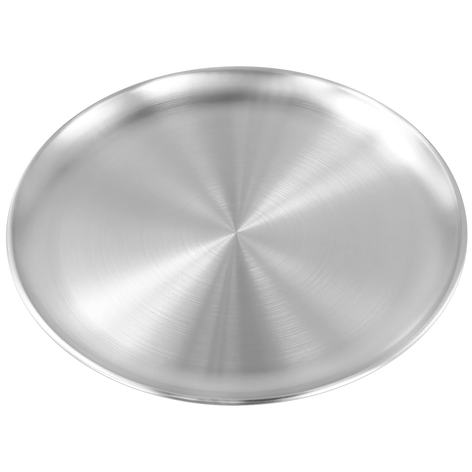 Lot de 3 assiettes plaques à pizza rondes argentées en acier inoxydable de 30 cm pour contenir des desserts, des gâteaux, des fruits, des biscuits, de la viande