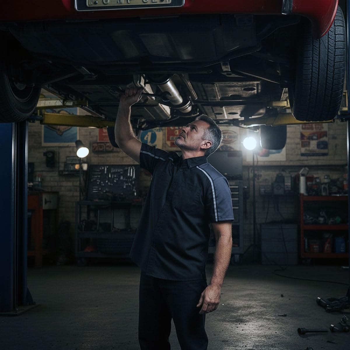 Milwaukee Motorcycle Clothing Co. MDM11601 Men's Black and Grey Button Up Mechanic Shirt w/Reflective Stripe - Image 6