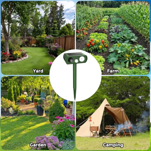 Image of Solar Ultrasonic Animal Repellent, Waterproof Deer Repellent, Outdoor Cat Repellent with Motion Detection, Squirrel, 2 Pack