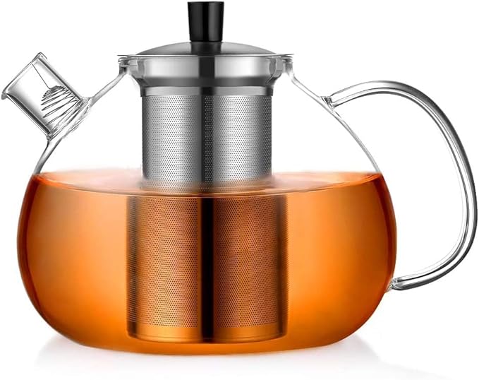 67oz XL Large Glass Teapot with Infuser Stovetop Safe, Tea