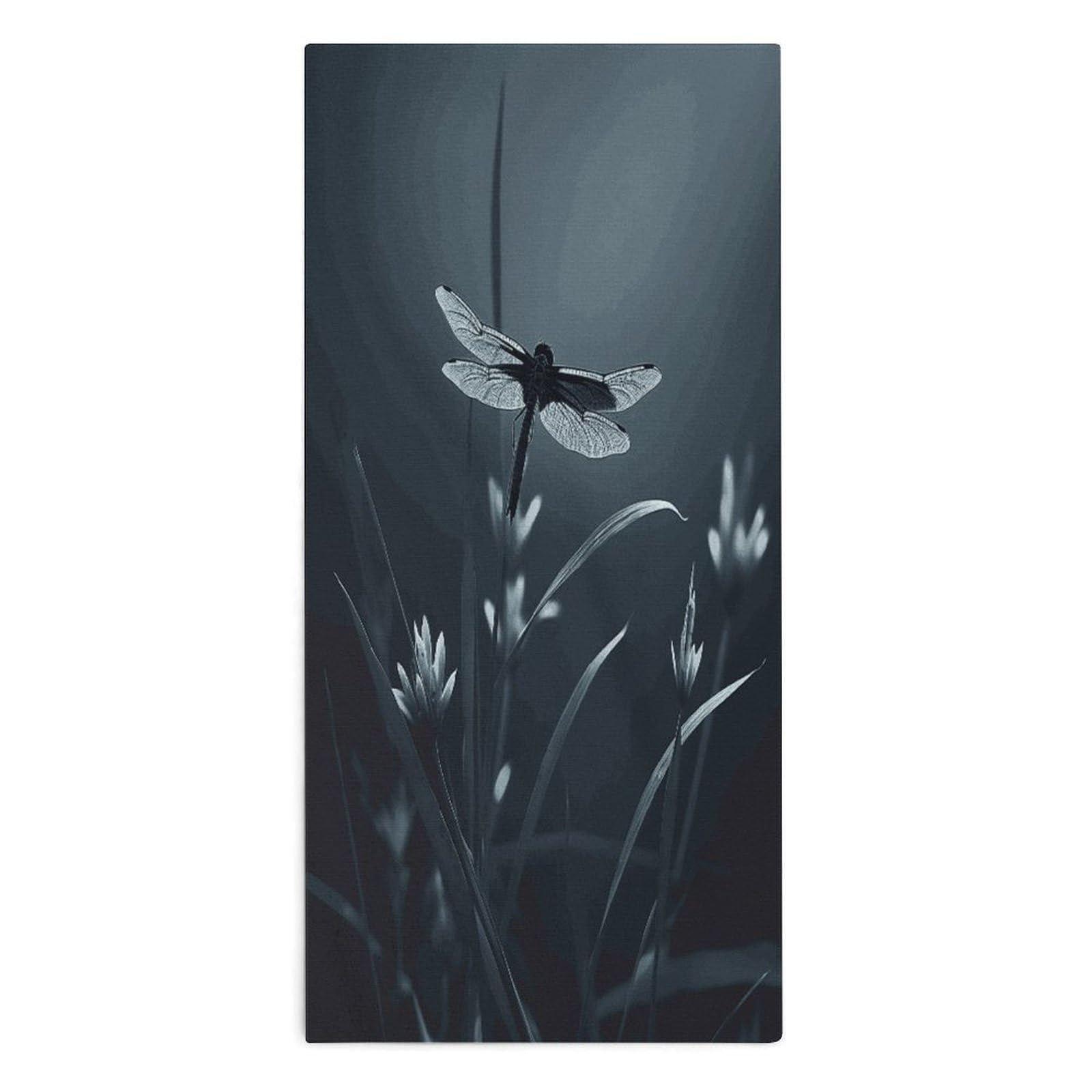 Fodpand Style Dragonfly Silhouette Microfiber Towels, Decorative Bath Towel Soft & Lightweight, Hand Towels Multipurpose Use For Bathroom, Pool, Gym, Spa, And Hotel Use