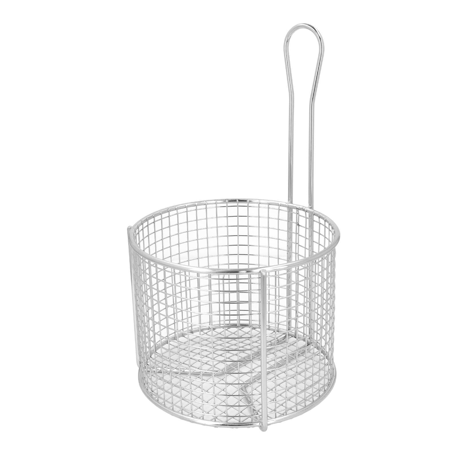 Cryfokt Cesta para Freír Redonda de Acero Inoxidable Precisa, Segura y Resistente para Freír y Servir Alimentos, con Asa para Utensilios de Cocina Domésticos (Malla escasa)
