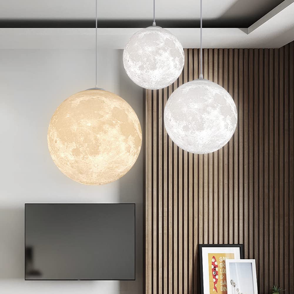 Kreatywna lampka nocna z nadrukiem 3D księżyc, lampa wisząca z pojedynczą głowicą, idealna do domu, biura, barów i kawiarni.