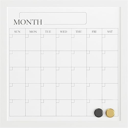 Miniatura 10 de Martha Stewart Everette - Pizarra magnética de borrado en seco con marcador de borrado en seco y 2 imanes, 18 x 18 pulgadas, marco de madera blanca