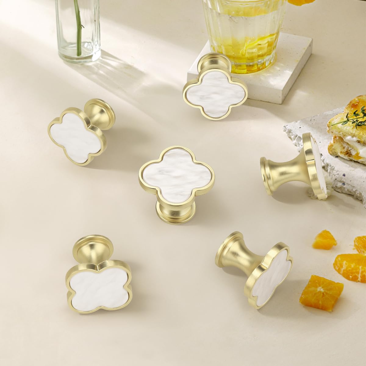 Elegant Gold & White Dresser Knobs - 6 Pack -2 Elegant Gold & White Dresser Knobs - 6 Pack -2