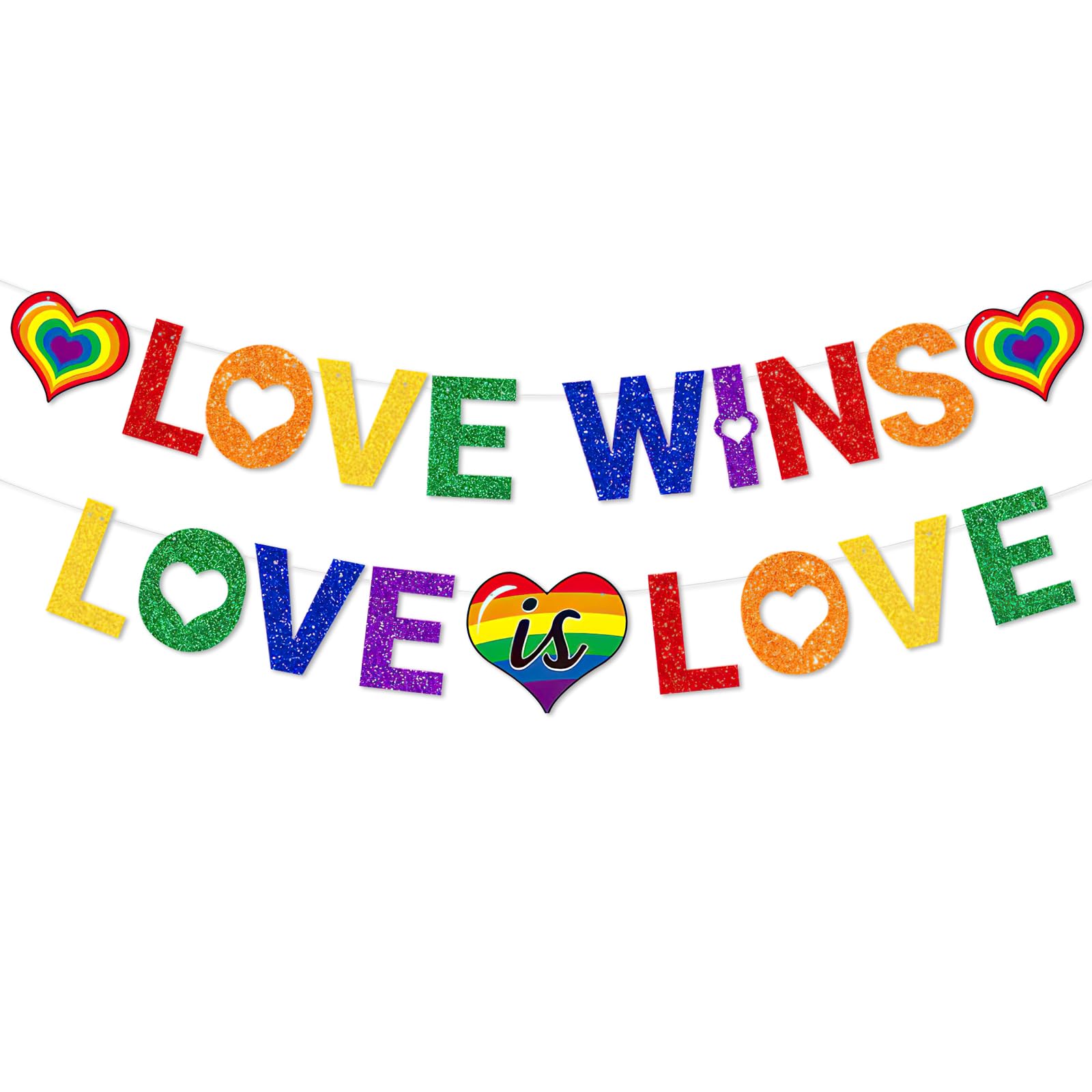 Rainbow Pride Bunting Banner, Gay Pride Banner, Gay Pride Party Decorations, LGBT Glitter Bunting for Pride Month Party Celebration Outdoor Bar Street Parade Carnival Home Decorations