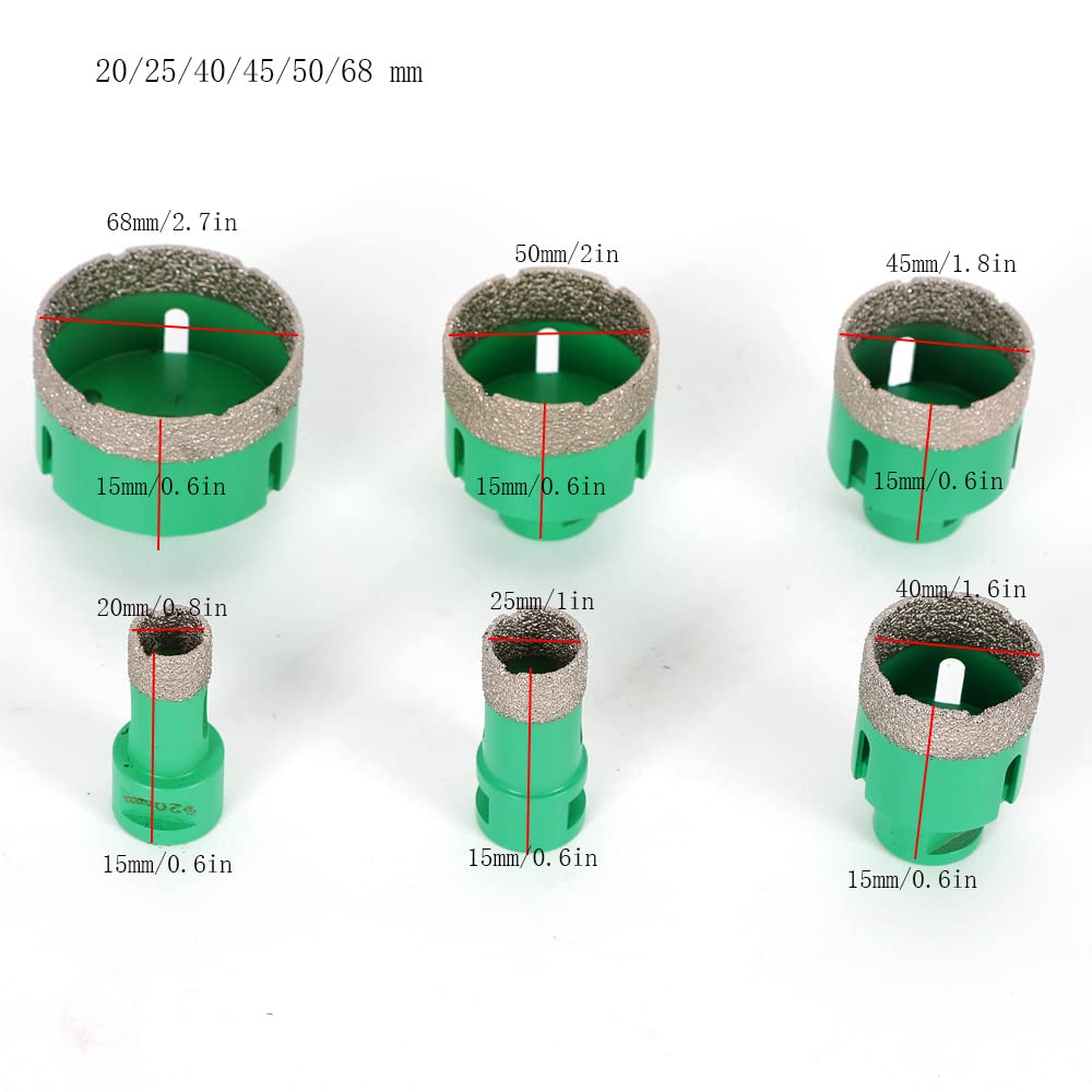 Diamentowe Hole Saw koronki wiertnicze zestaw 6-częściowy M14 Wiertło do płytek gresu 20-68 mm 2 ostrze do piły
