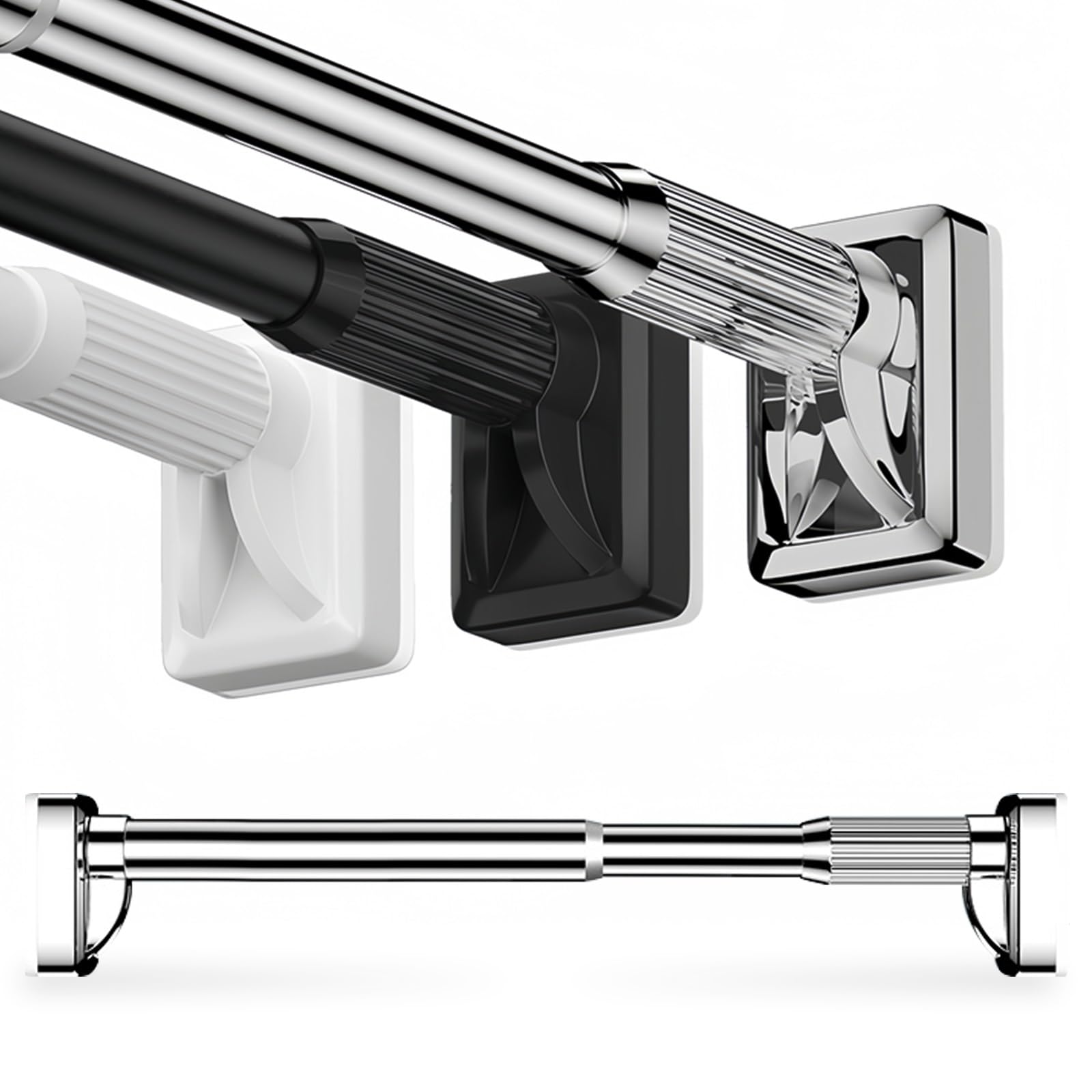 Teles Barra de ducha 40490 cm, sin taladro, ajustable, con ventosas, ideal para baño, cocina y puerta (plata, 70120 cm)