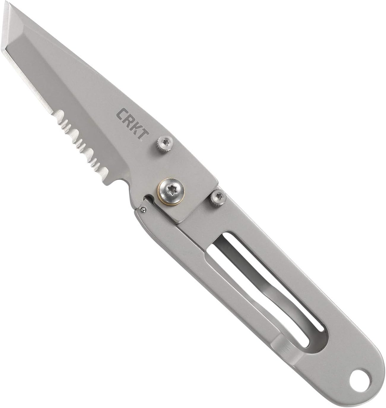 K.I.S.S. EDC Folding Pocket Knife: Compact Everyday Carry, Dual Grind Tanto, Serrated Frame Lock, Skeletonized Handle, Pocket Money Clip 5510