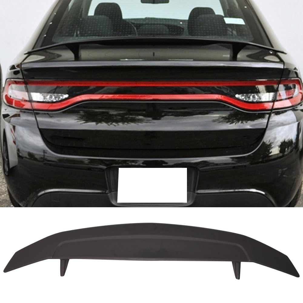 Trunk Spoiler Compatible with Universal Cars, Matte Black ABS Spoiler Wing Lid Tail Deck by IKON MOTORSPORTS