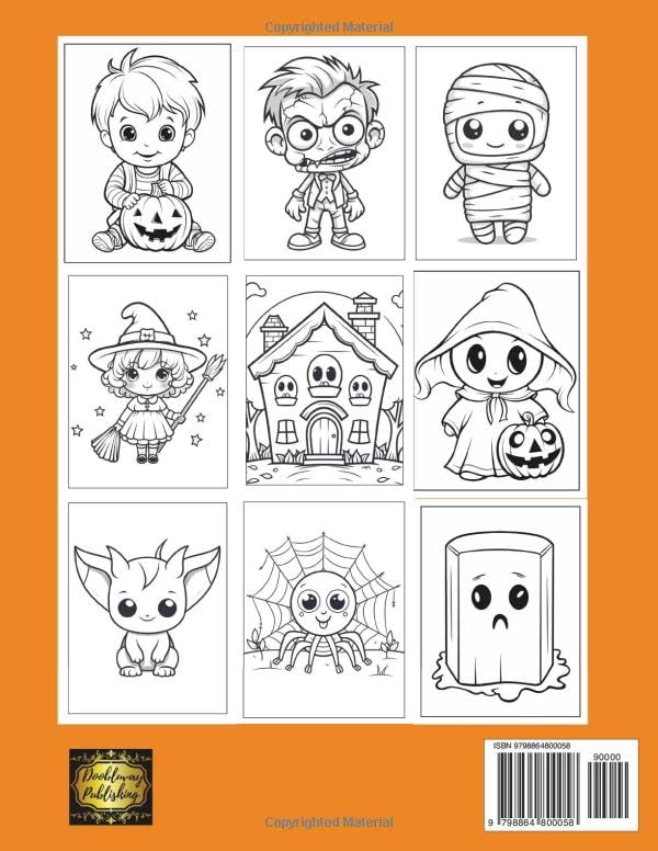 Halloween Books for 3-5 Year Olds: A Jumbo, Big Book of Halloween Coloring Book for Kids Ages 3-5 Featuring 106 Pages of Halloween Themed Fun, Cute, Spooky and Scary Illustrations for Kids to Color image 3
