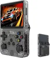 Video Game Console de bolso Portátil para jogos RG36S, cartão TF de 64 GB integrado, tela IPS de 3,5 polegadas, sistema Linux retrô, suporte a mais de 5400 jogos clássicos, gamepad sem fio 2.4G, TV, monitor - Preto.