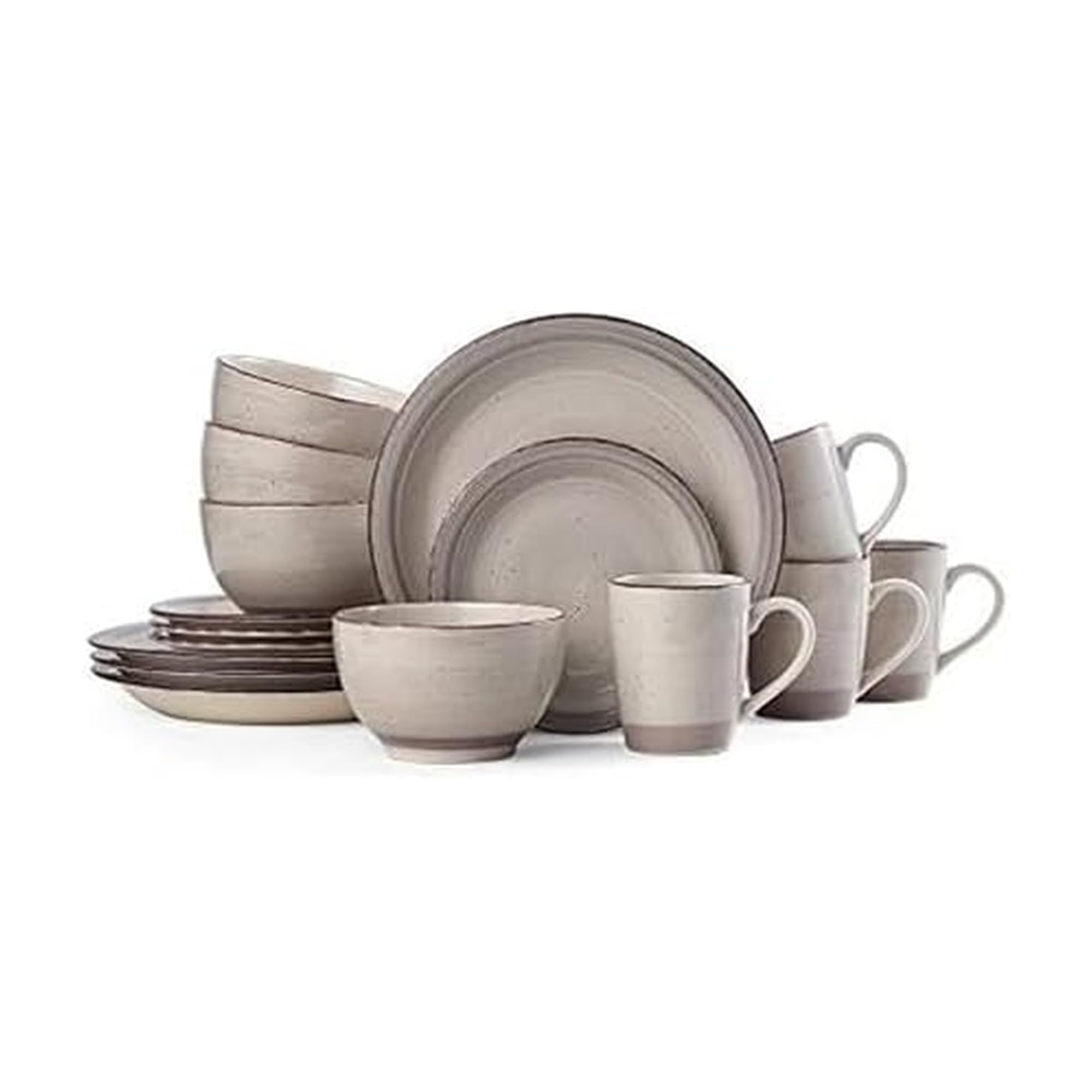 Pfaltzgraff Sadie 16-Piece Cream Dinnerware Set, Service for 4, Durable Stoneware Plates and Bowls with Classic Design, Microwave and Dishwasher Safe