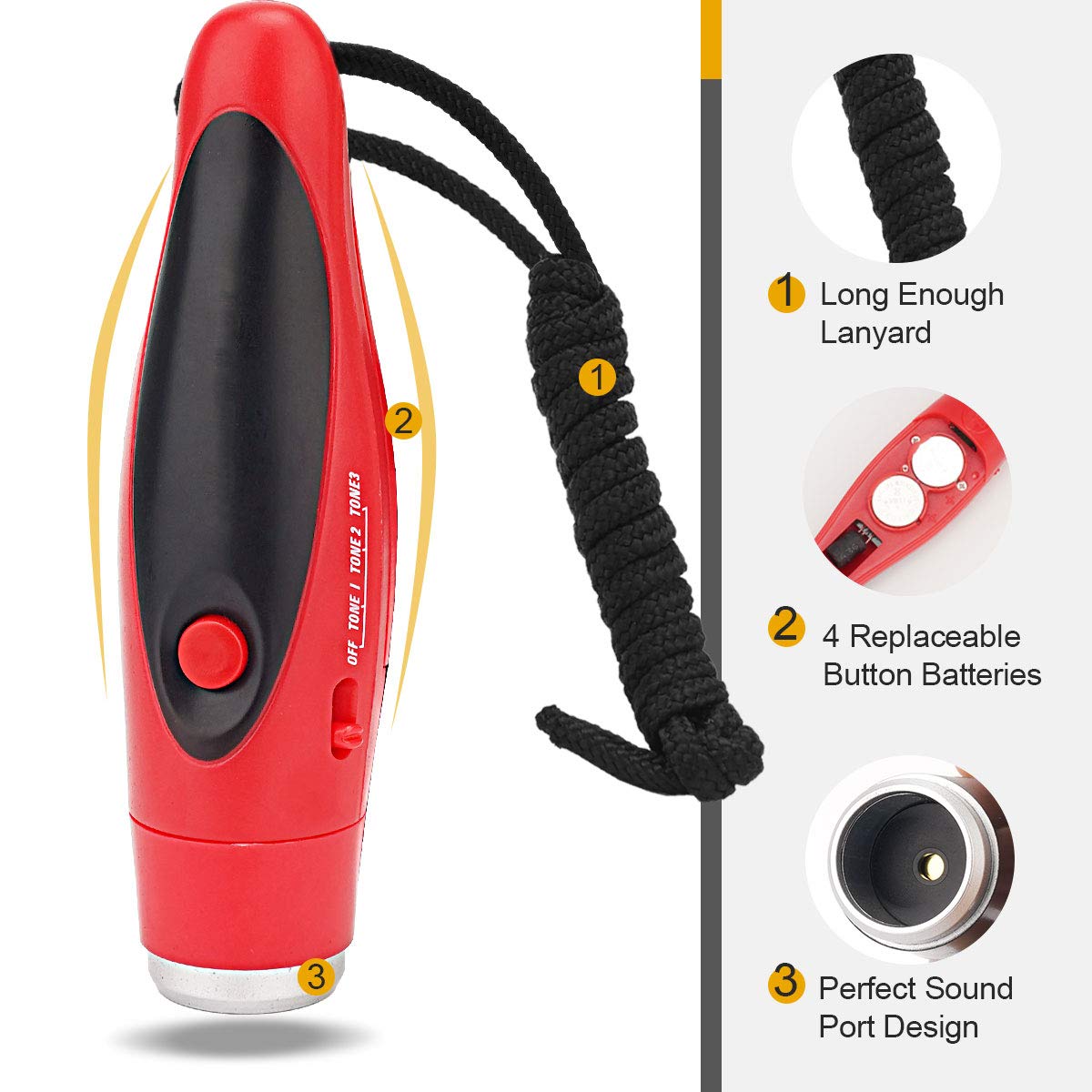 Sifflet électronique Bomefoi - 120 DB étanche - Lampe Torche - Charge USB