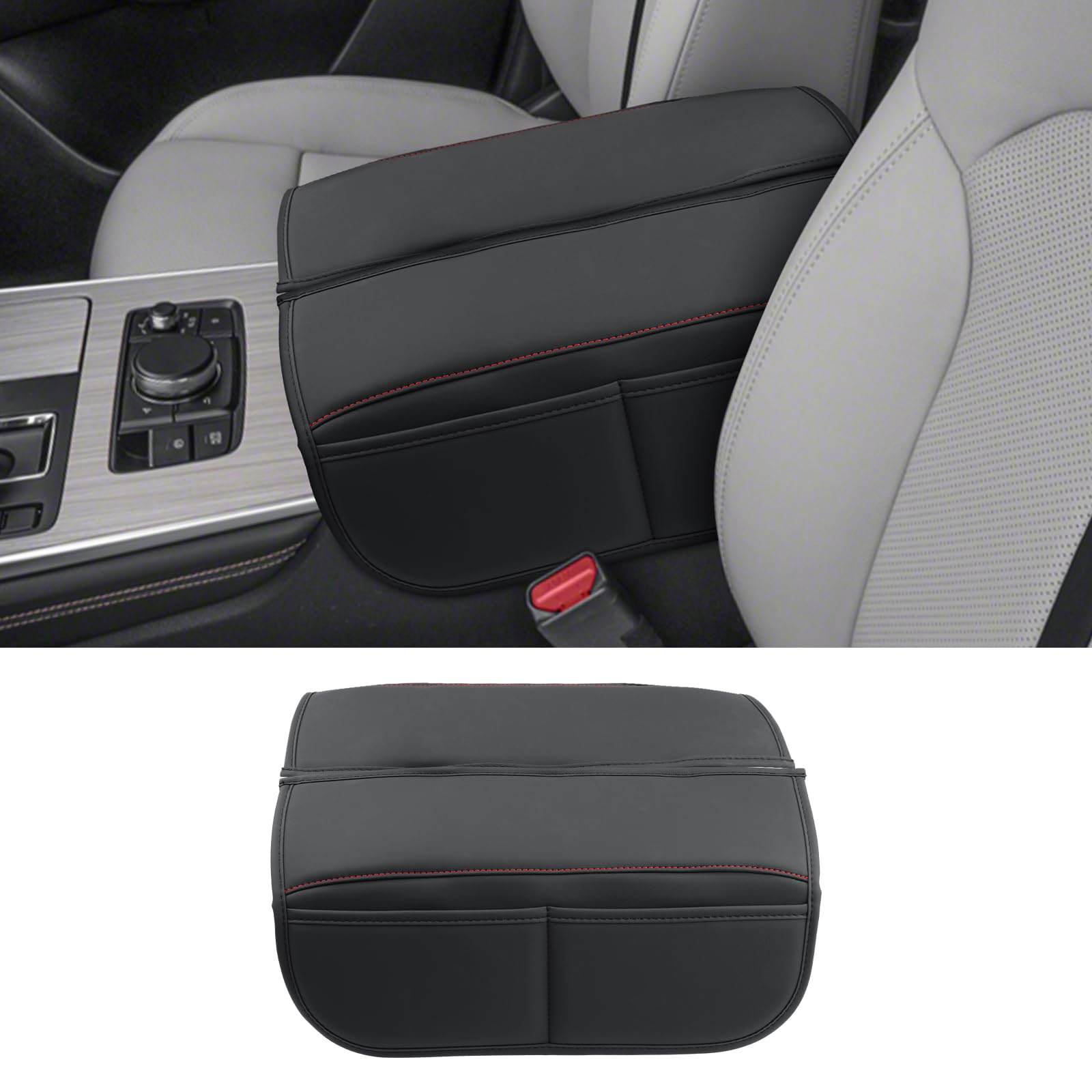 CDEFG for Mazda 2026 CX-90 CX90 Center Console Cover for 2026 Mazda CX-90 CX90 Accessories Armrest Cover Middle Console Pad Car Arm Rest Protector, 2Pcs Leather