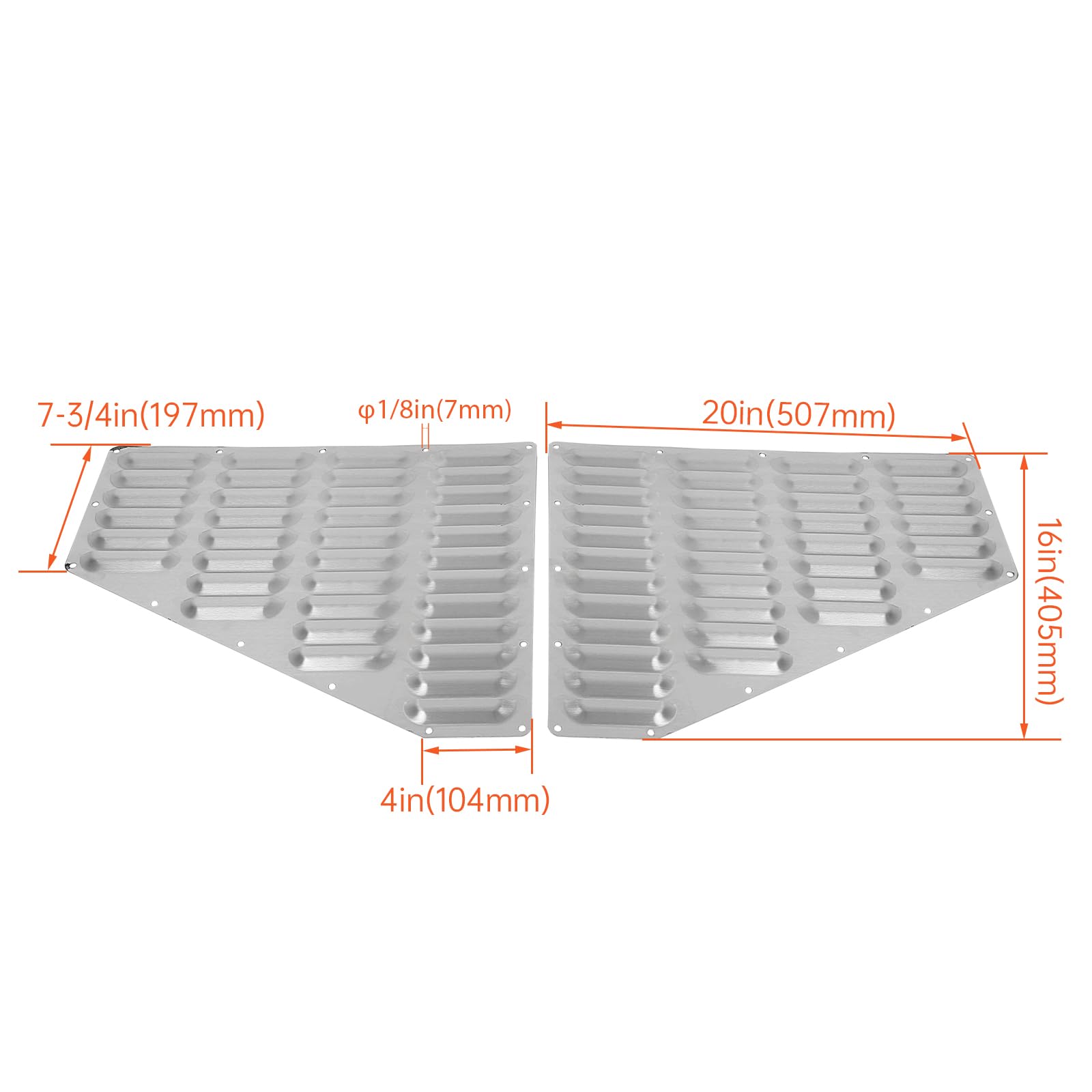 HECASA Aluminum Front Louvers Hood Louver Panel Set Compatible with 1984-2001 Jeep Cherokee XJ & 1986-1992 Comanche