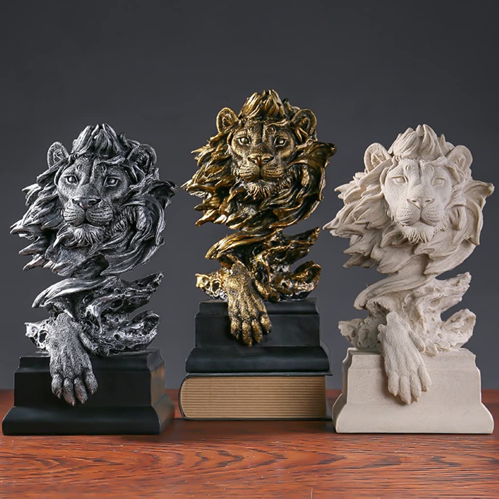 Decoración del hogar Estatuas de león Esculturas artesanales de Resina Sala de Estar Oficina Dormitorio Cocina Apartamento Bar Decoración Adornos geométricos Personalizados par