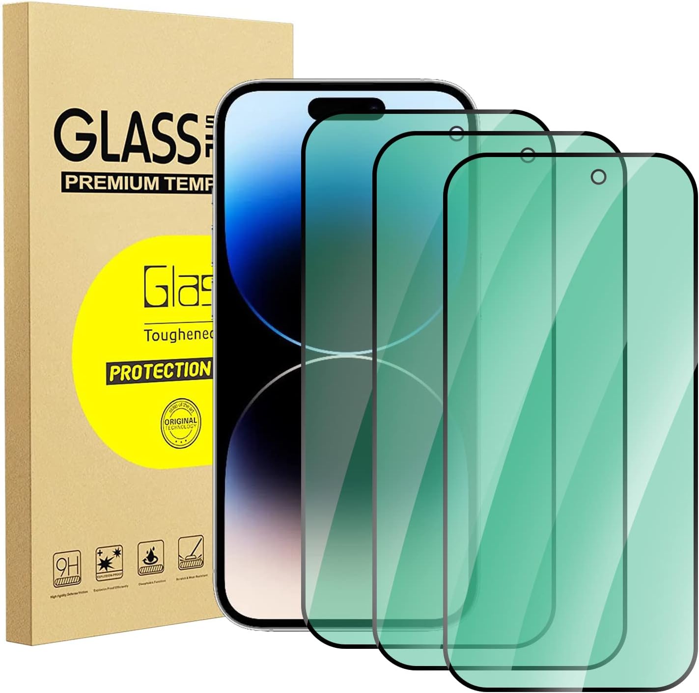 Anti Blue Light Screen Protector for iPhone 14, 3 Pack Blue Light