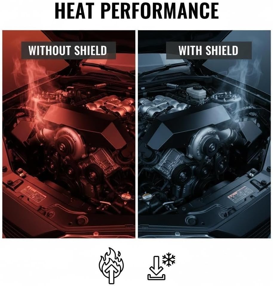 Turbo Heatshield Compatible with BMW N54/N55 Black- Reduced Engine Bay Temperatures for Enhanced Performance