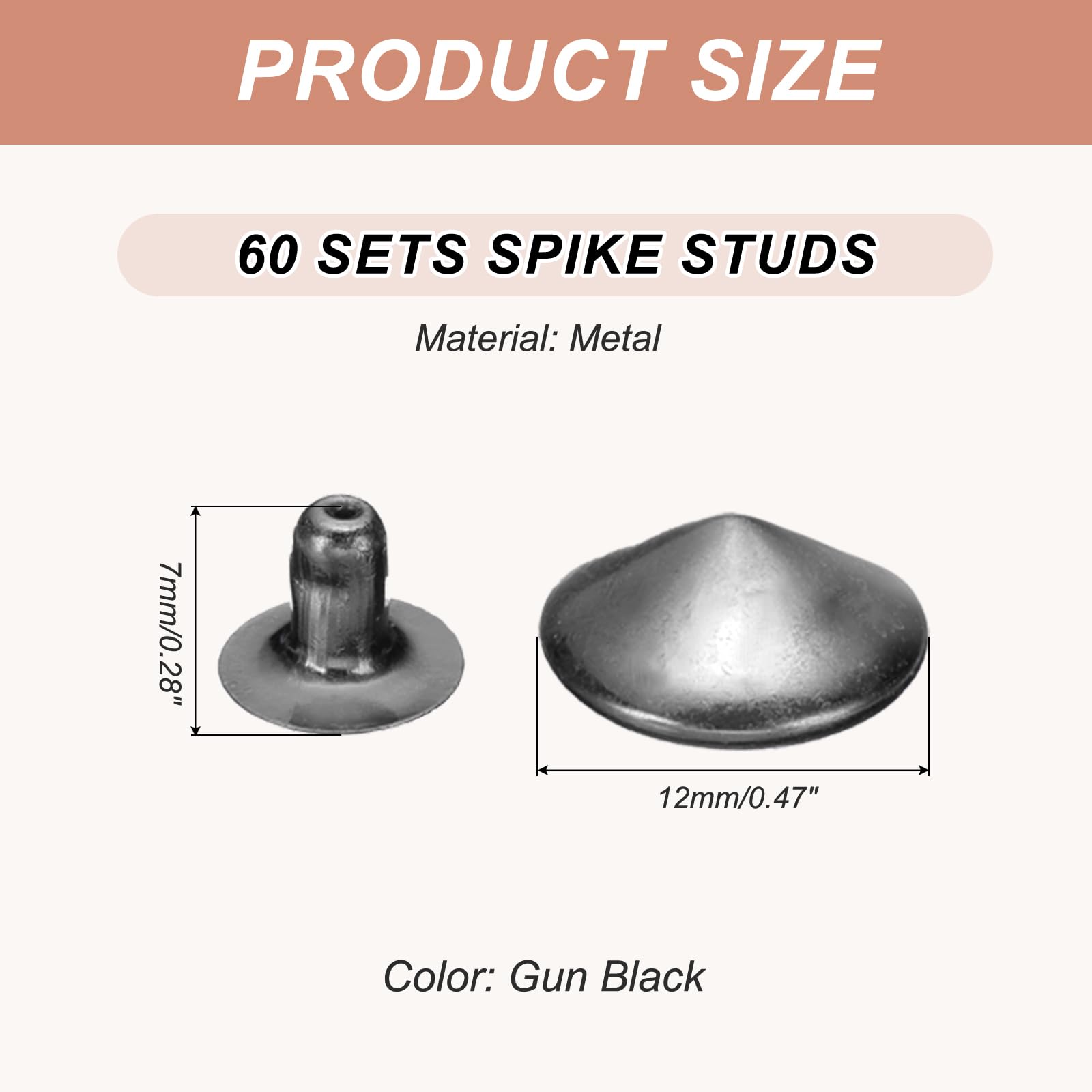 PATIKIL 12mm Spike Rivets - Image 2