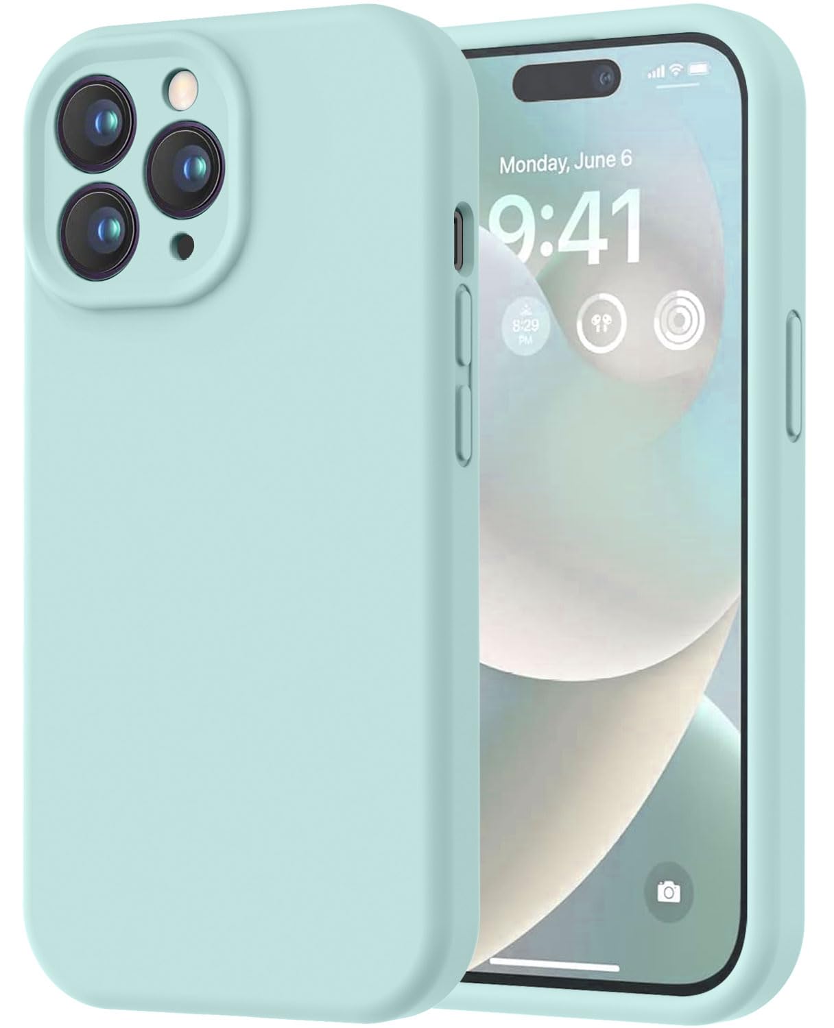 LOVE 3000 Designed for iPhone 13 Pro Max Case, Premium Silicone with [Soft Anti-Scratch Microfiber Lining] Shockproof Protective Phone Case for Men Women Girls 6.7", Mint