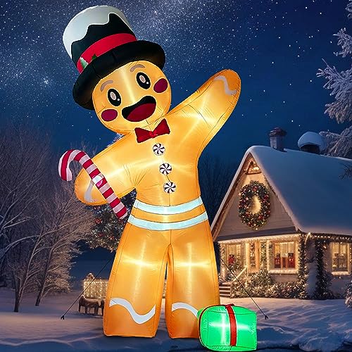 OurWarm 12FT Christmas Inflatables Outdoor Decorations, Giant Gingerbread Inflatable Christmas Blow...
