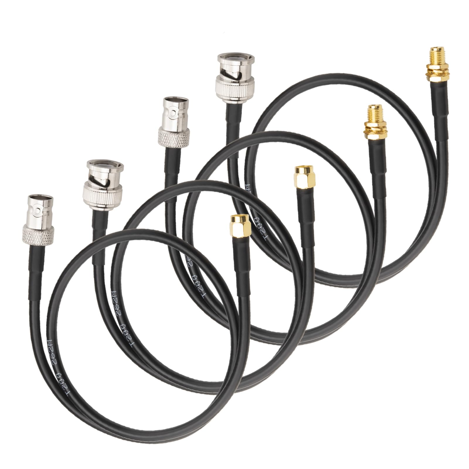 Kit 4 Cavi SMA-BNC 50CM - BMR200 Coassiale 50Ω Low Loss 2025 - Cavo SMA maschio a BNC femmina - Per Antenne RF, Radio Ham, SDR, Intercom