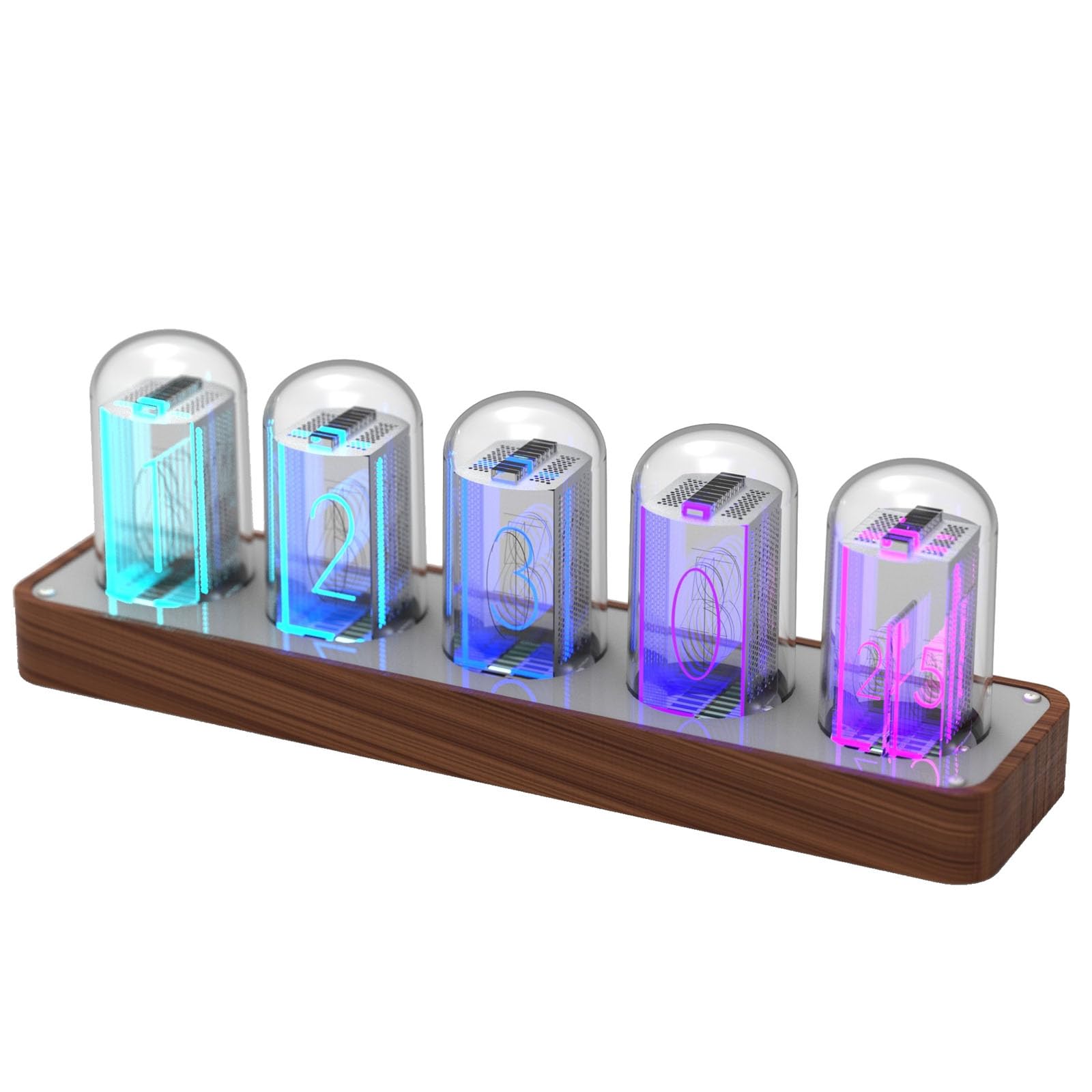 Vila Smo Light Digital Nixie Tube Clock, Electronic Tube Clocks With 5-Bit Color Led And Colorful Visual Effects, Support Online Time Synchronization, Usb Power, For Living Rooms, Desktops, Bedroom And