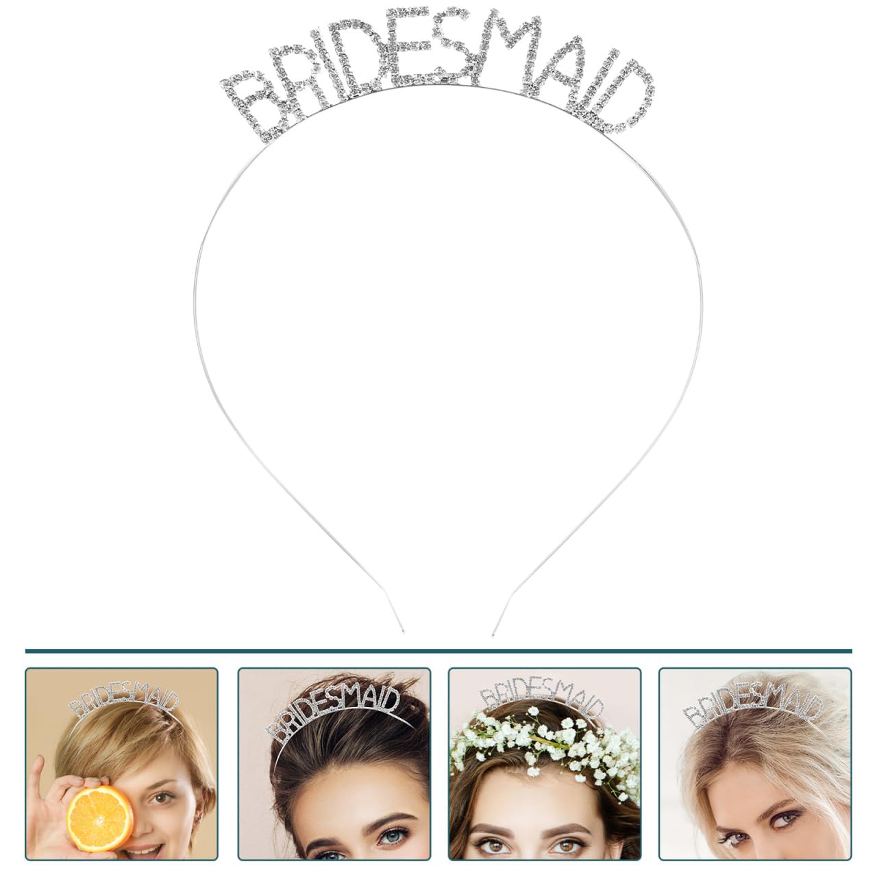 Beaupretty Bridesmaid Letter Headband Bachelorette Party Headpieces Rhinestone Tiara Wedding Accessories for Girls Women Wedding Party - Image 4