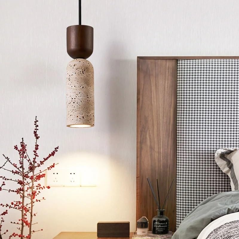 Lampe suspendue en travertin jaune lustre pierre de grotte salon