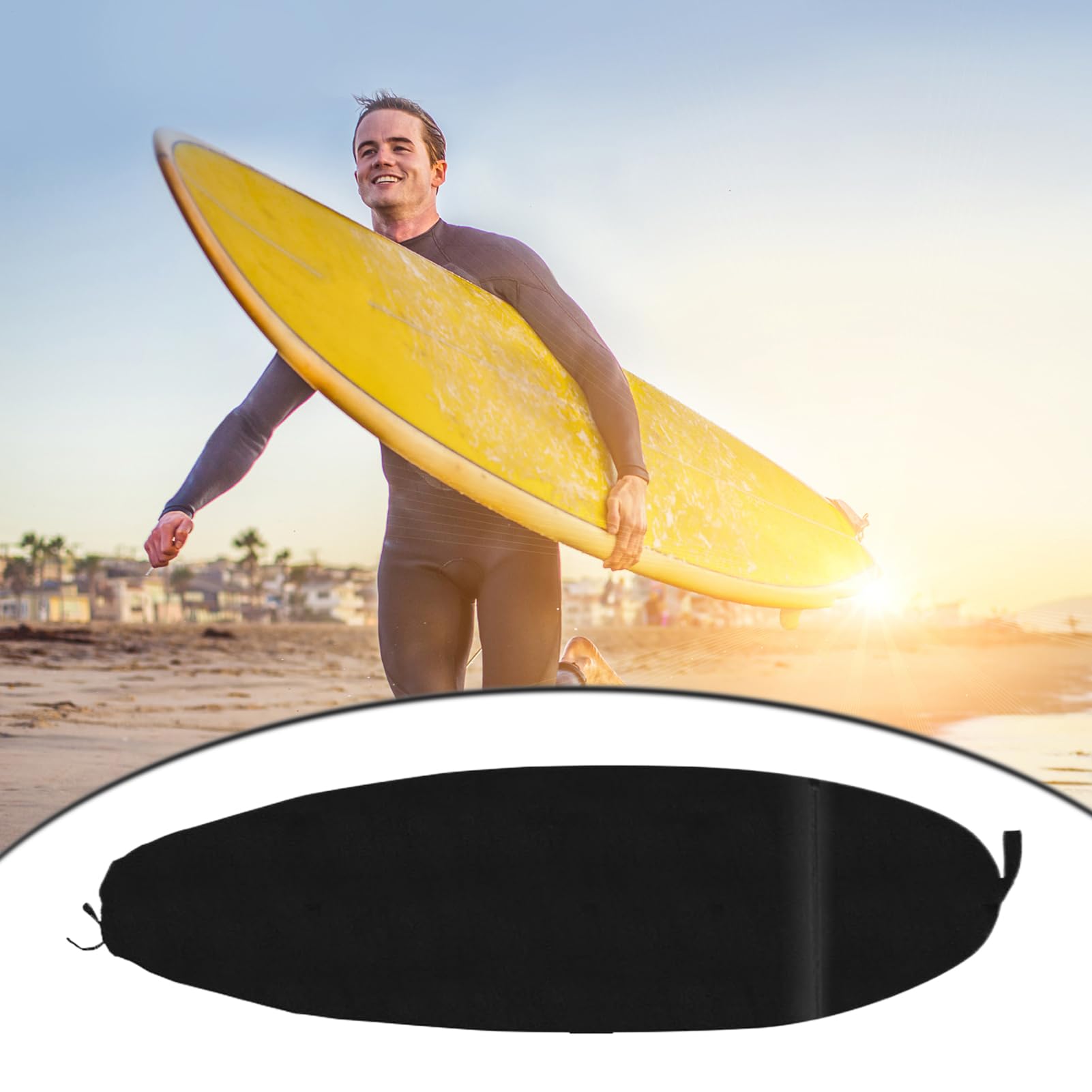 Surfbrett-Tasche kurz – Shortboard-Tasche | Surfbrett-Schutztaschen | Surfbrett-Schutztaschen | leichte Schutztasche | Aufbewahrungssocke mit Kordelzug für Männer und Frauen