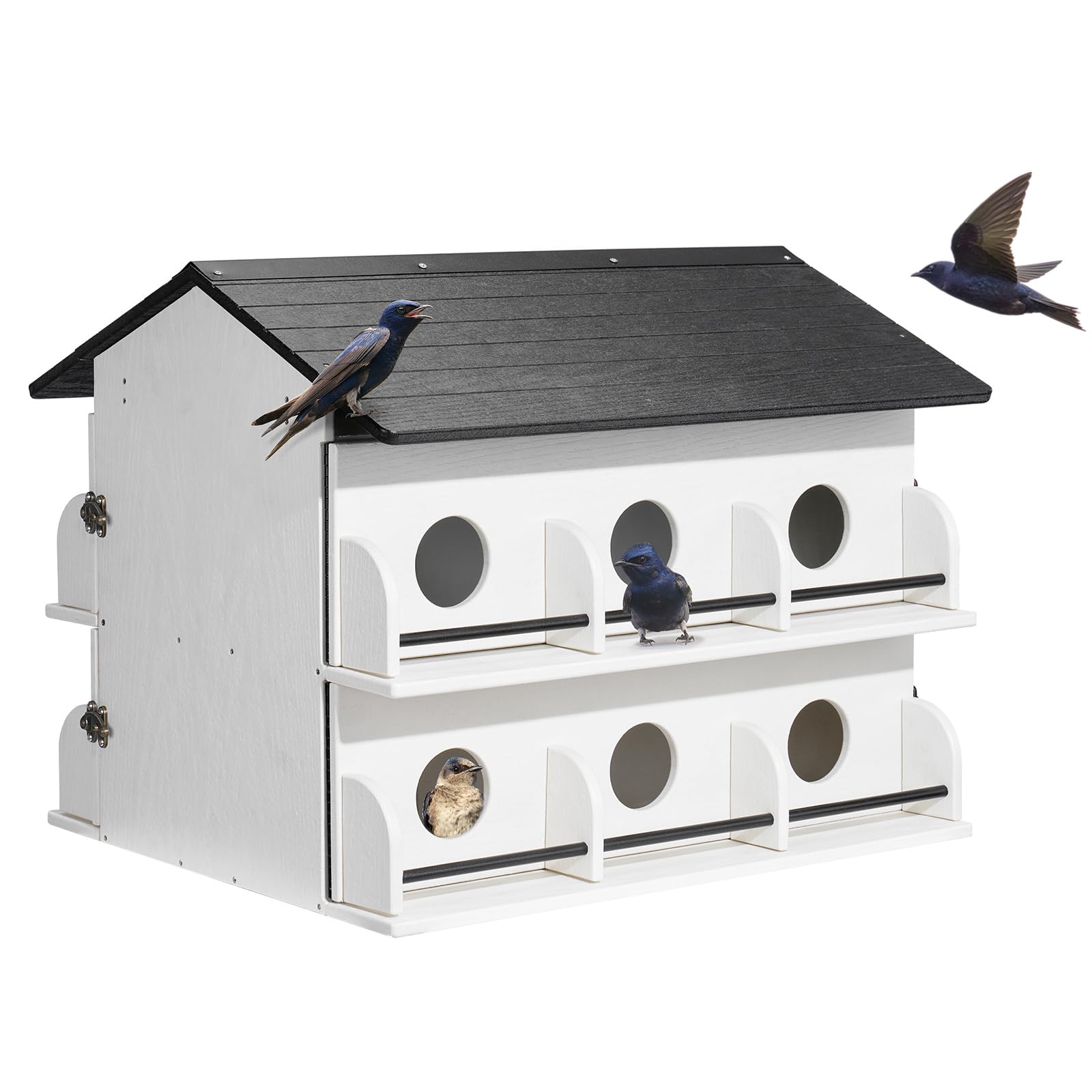 Kingsyard Recycled Plastic Purple Martin House - Pre-Assembled Bird House with 12-Room 2-Tier, Easy Clean Design with Front Doors, Durable Outdoor Nesting Shelter for Martins, White