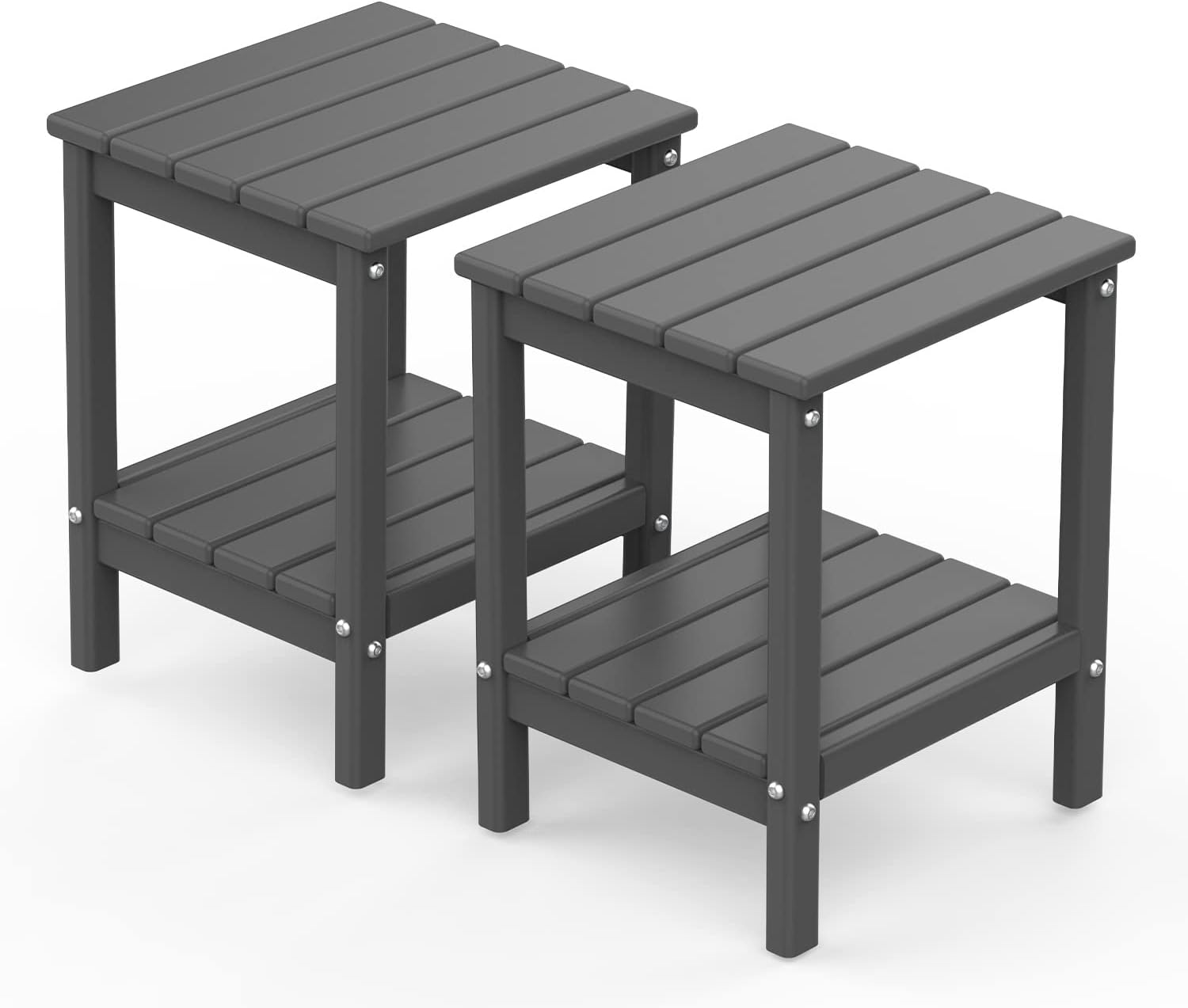 GREENVINES Adirondack Outdoor Side Table Set of 2, 14’’ x 13’’ HDPE Plastic All