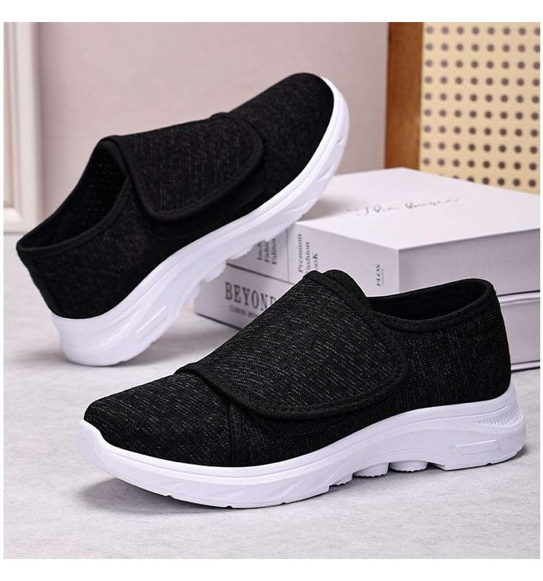 Women's Comfortable Walking Shoes Adjustable Hook and Loop Breathable Cotton Slip-On Sneakers Lightweight Cushioned for Older Ladies Casual Outfit 5
