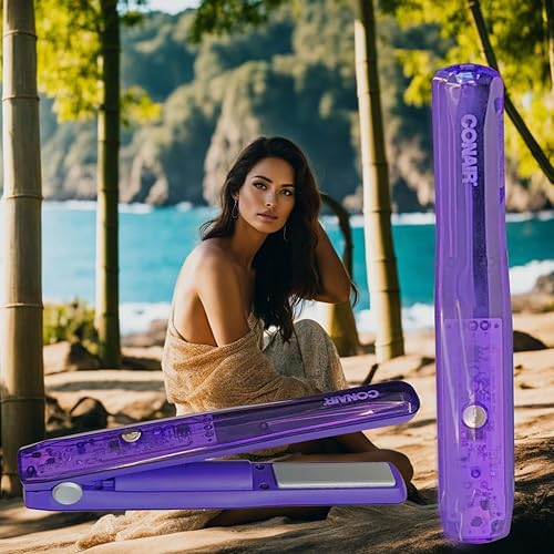 Miniatura 5 de Plancha de pelo inalámbrica, plancha plana inalámbrica  Conair Violet Vamp  Plancha de pelo de cerámica para mujer, plancha plana recargable,