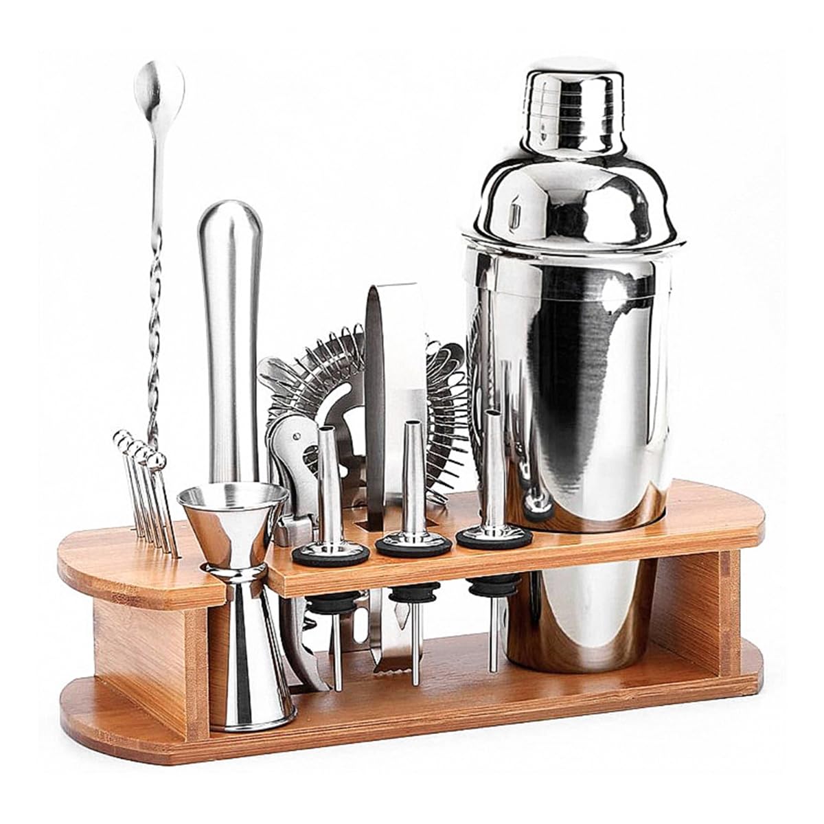 Set di 16 shaker per cocktail con scala, set da cocktail barman in acciaio inox, set professionale per cocktail shaker con accessori, latte, tazza da tè, set di attrezzi