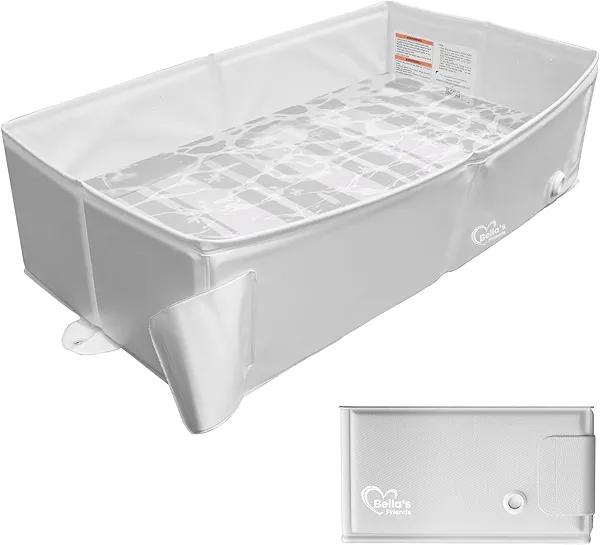 Bella’s Friends Baby Collapsible Bathtub, Travel Bath Tub for Baby, Foldable and Portable, Easy Storage, Reinforced Structure, Lightweight, Travel Essentials for 6M-3Y Infant Toddler, Gray