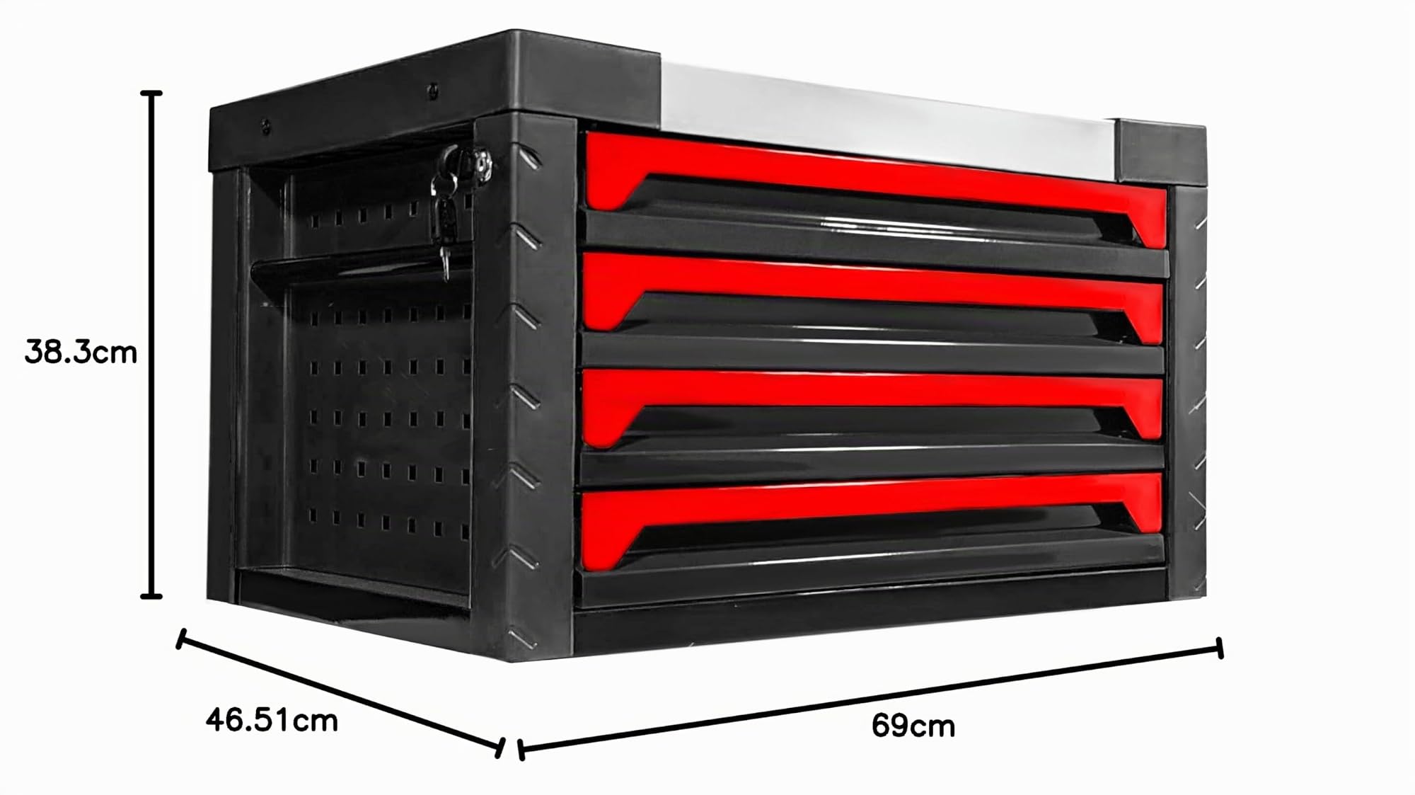 JOMAFA Caja de Herramientas Tipo Cofre con 4 Cajones Completo de Herramientas (4 modulos), 690 x 465 x 383 mm